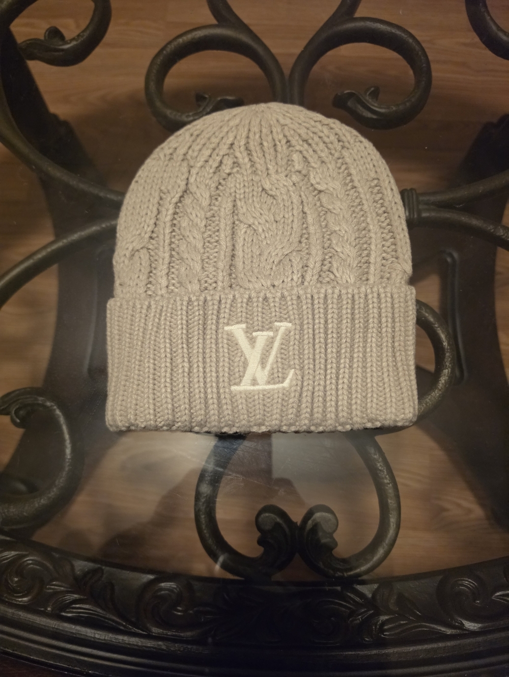 Louis Vuitton LV Cable Knit Beanie Tan Wool Hat